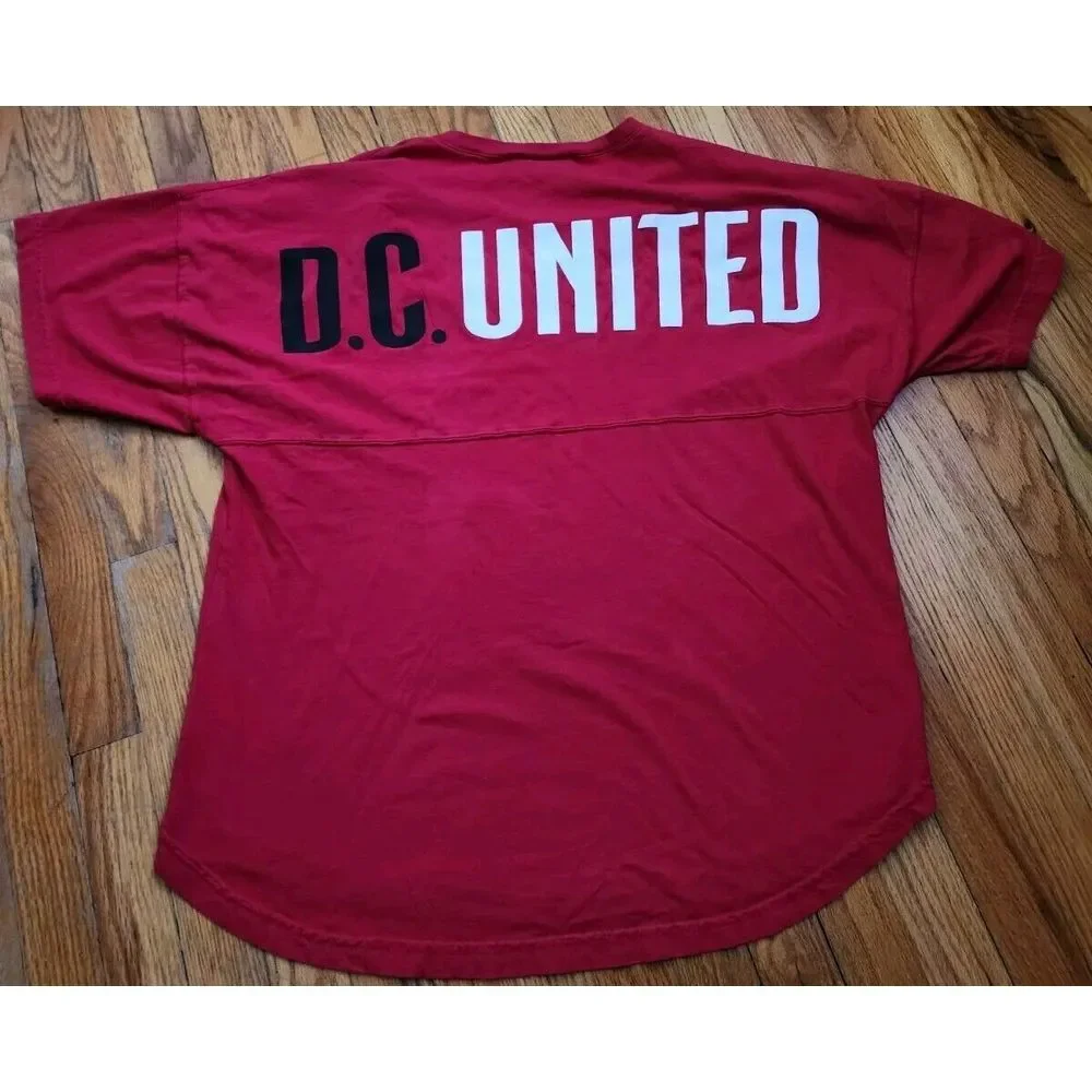 FANATICS D.C. UNITED SHIRT WOMENS LARGE RED SPIRIT JERSEY V-NECK MLS SOCCER